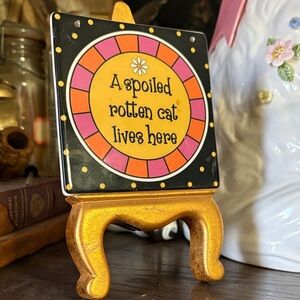 Decorative Cat Sign with Stand